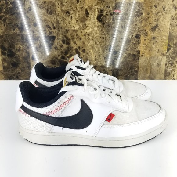 Size 8 - Nike Court Vision Low Premium White Black - Picture 1 of 5